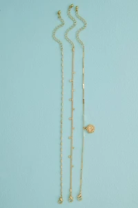 Gold Antique Sun Snake Chain Anklet Set