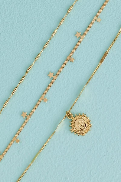 Gold Antique Sun Snake Chain Anklet Set