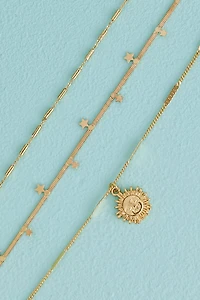 Gold Antique Sun Snake Chain Anklet Set