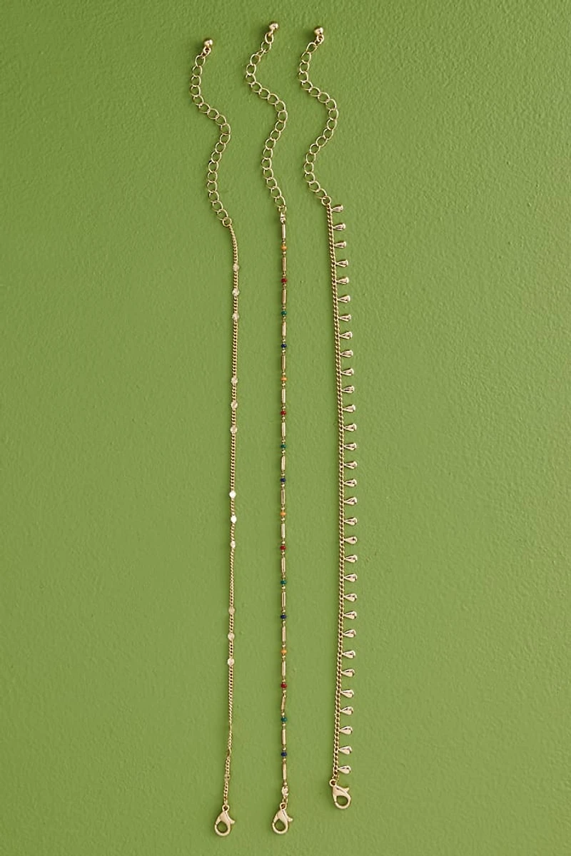 Buy Gold Glass Beaded Teardrop Anklet Set Online at Earthbound Trading