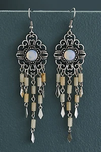 Buy Opalite and Aventurine Filigree Flower Earrings Online at Earthbound Trading