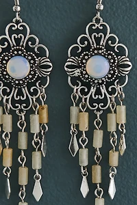 Buy Opalite and Aventurine Filigree Flower Earrings Online at Earthbound Trading