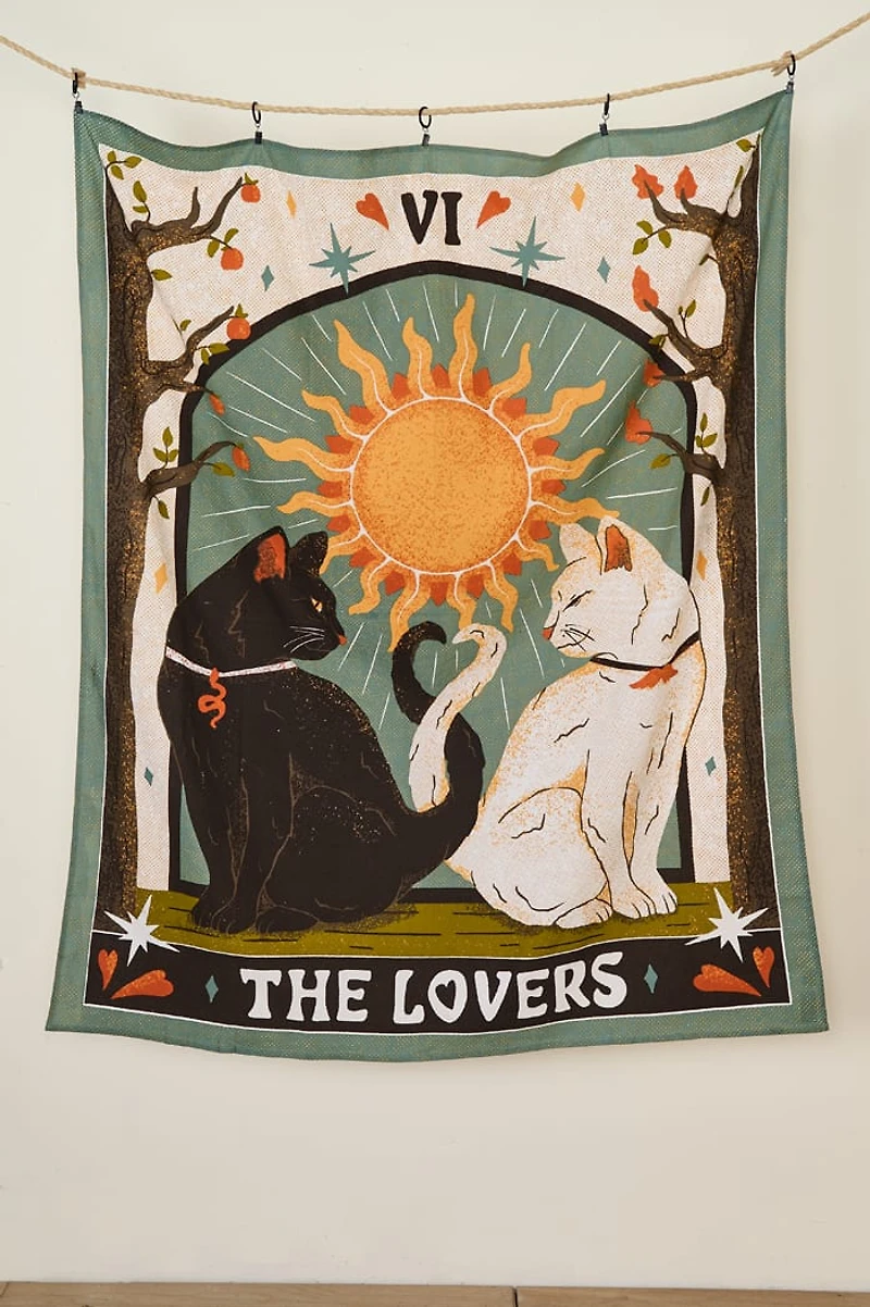 EBX The Lovers Cat Tarot MD Tapestry