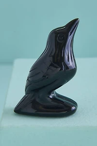 Black Obsidian Crow Figurine