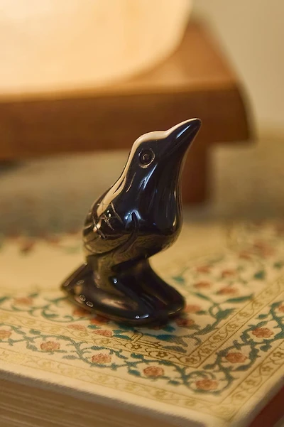 Black Obsidian Crow Figurine