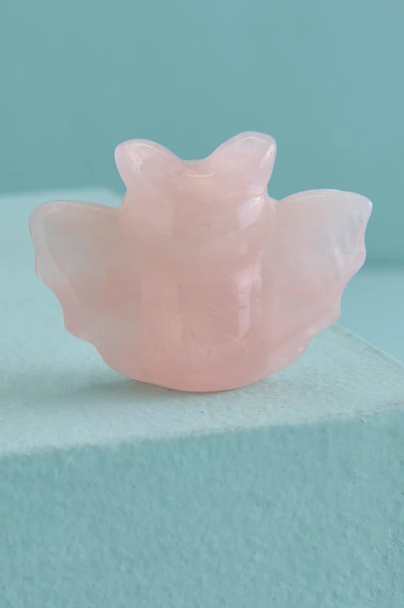 Rose Quartz Bat Figurine