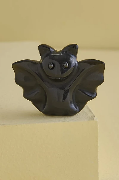 Black Obsidian Bat Figurine