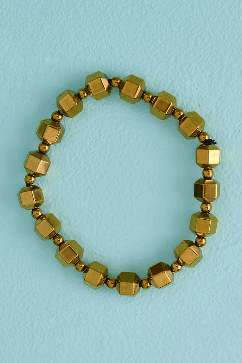 Pyrite Beaded Stretch Bracelet