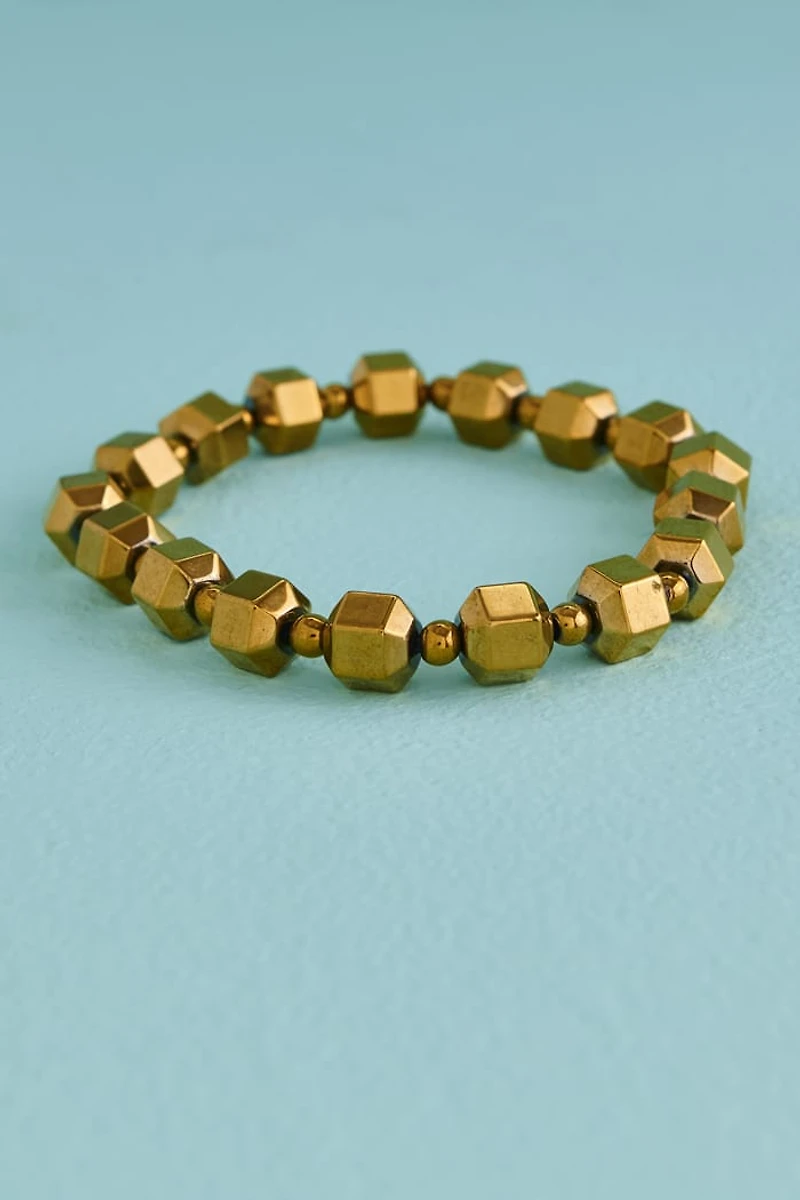 Pyrite Beaded Stretch Bracelet