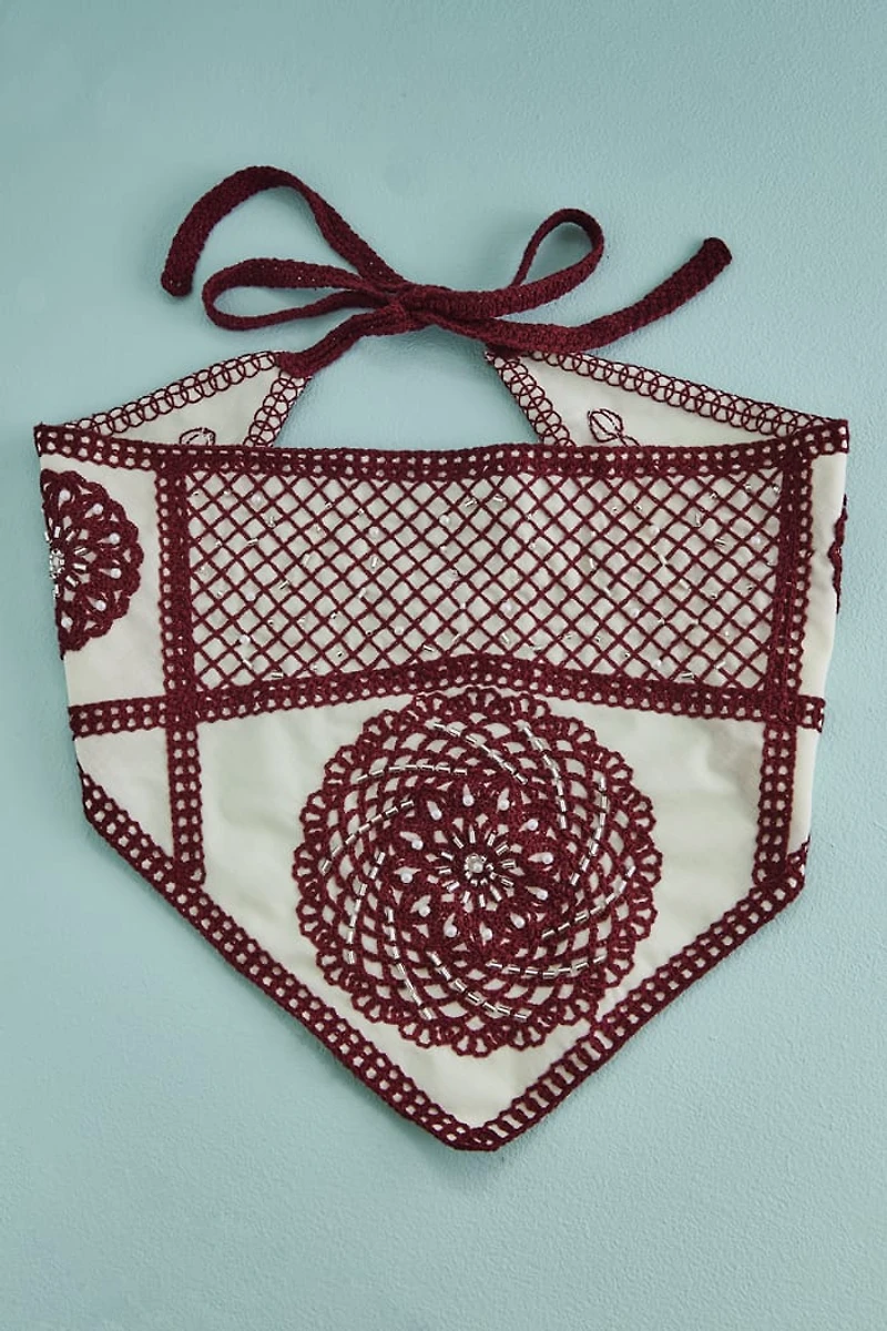 Maroon Mandala Beaded Headband Scarf