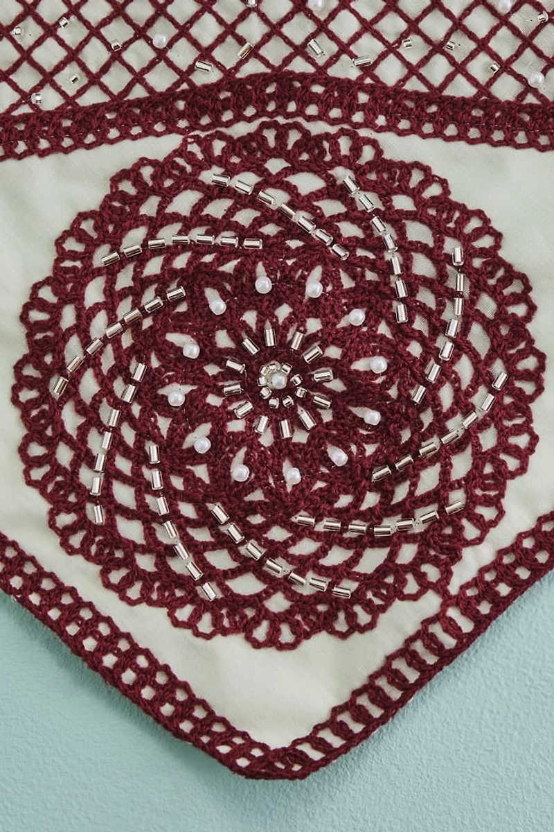 Maroon Mandala Beaded Headband Scarf