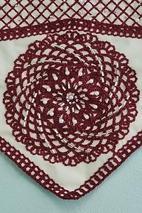 Maroon Mandala Beaded Headband Scarf