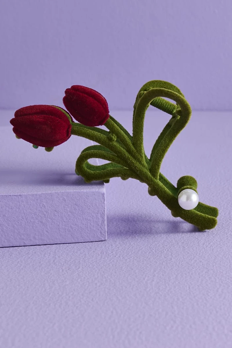Red Velvet Tulip Claw Clip