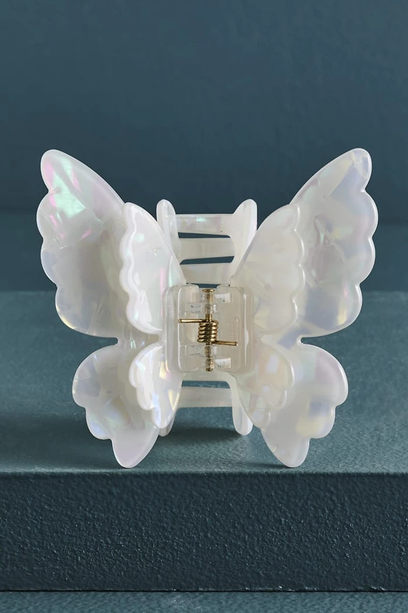 White Iridescent Butterfly Claw Clip