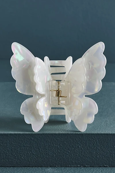 White Iridescent Butterfly Claw Clip