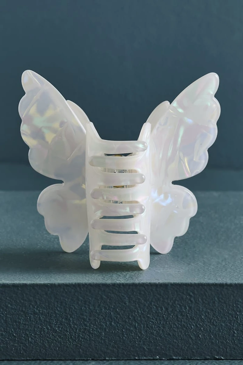 White Iridescent Butterfly Claw Clip