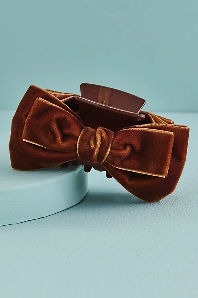 Amber Velvet Bow Claw Clip