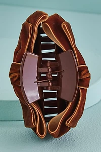 Amber Velvet Bow Claw Clip