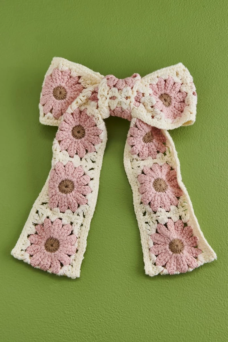 Pink Daisy Fabric Bow Barrette