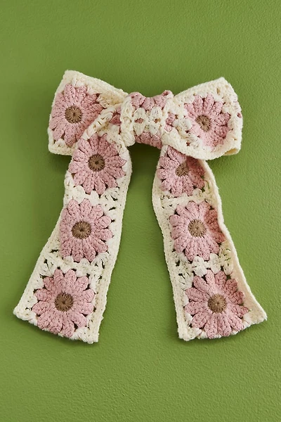 Pink Daisy Fabric Bow Barrette