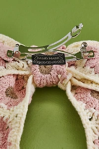 Pink Daisy Fabric Bow Barrette