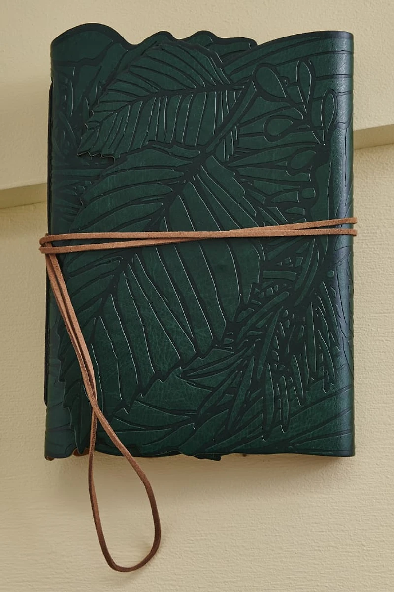 Green Elven Leaf Faux Leather Journal