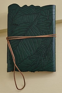 Green Elven Leaf Faux Leather Journal