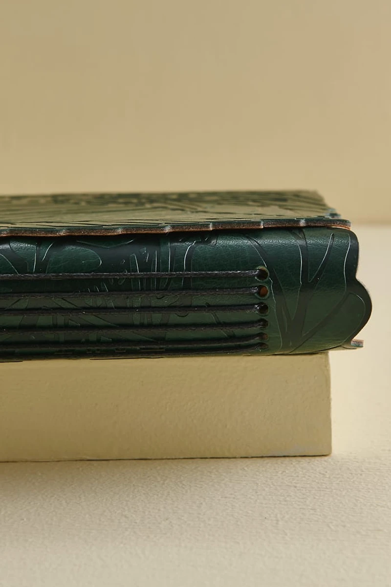 Green Elven Leaf Faux Leather Journal