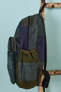 Grey Washed Embroidered Nature Motif Backpack