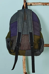 Grey Washed Embroidered Nature Motif Backpack