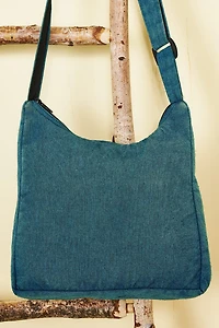 Teal Embroidered Cotton Tote Bag