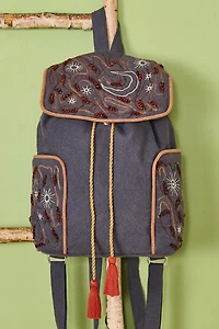 Grey Embroidered Harvest Moon Backpack