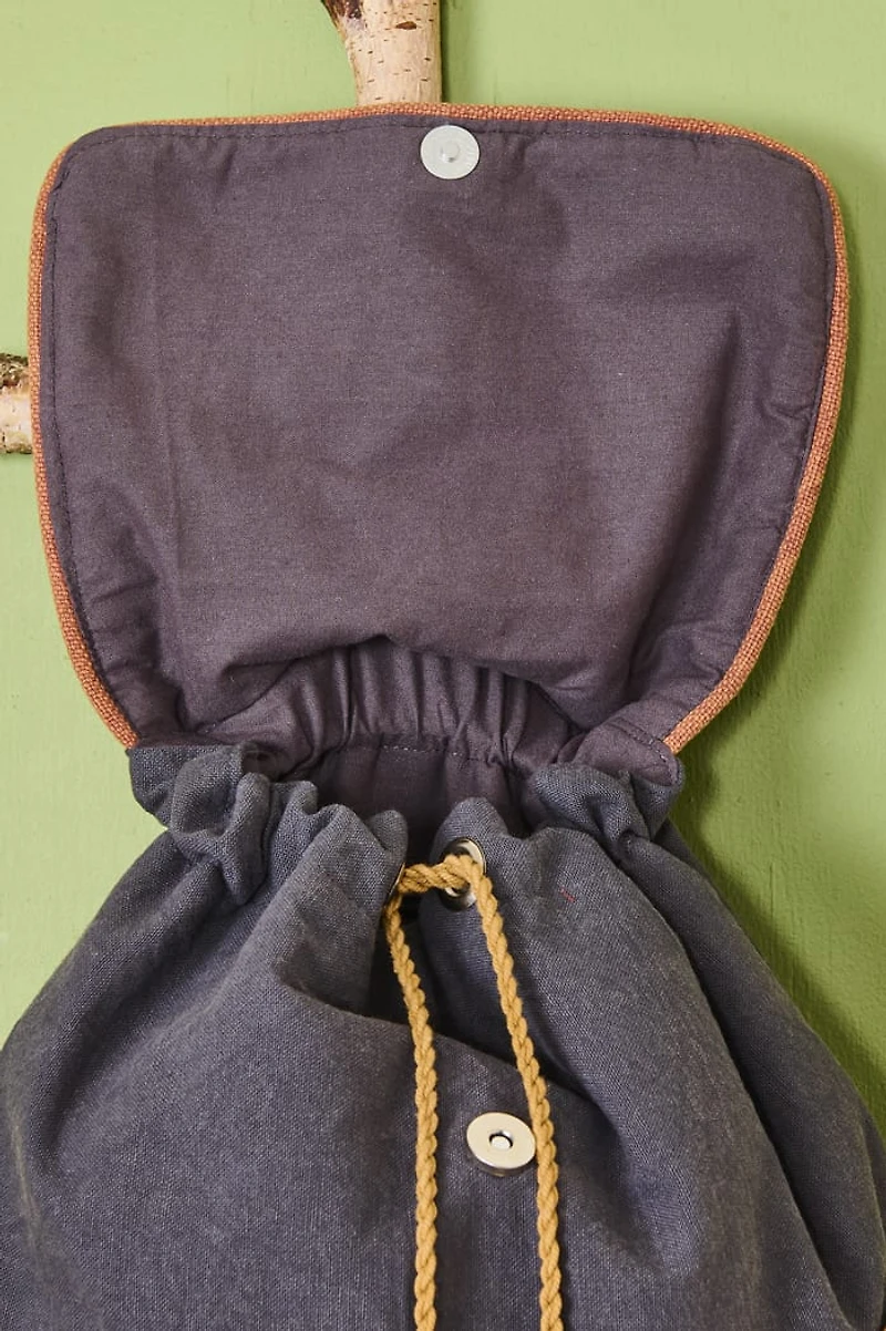 Grey Embroidered Harvest Moon Backpack
