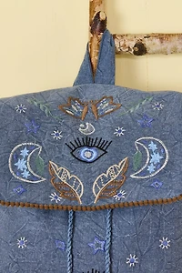 Blue Embroidered Mystic Eye Backpack
