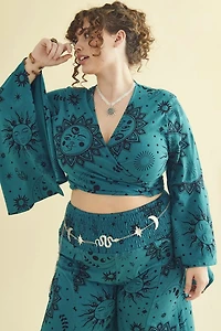 Buy Teal Boho Sun Belle Sleeve Wrap Shirt Online at Earthbound Trading