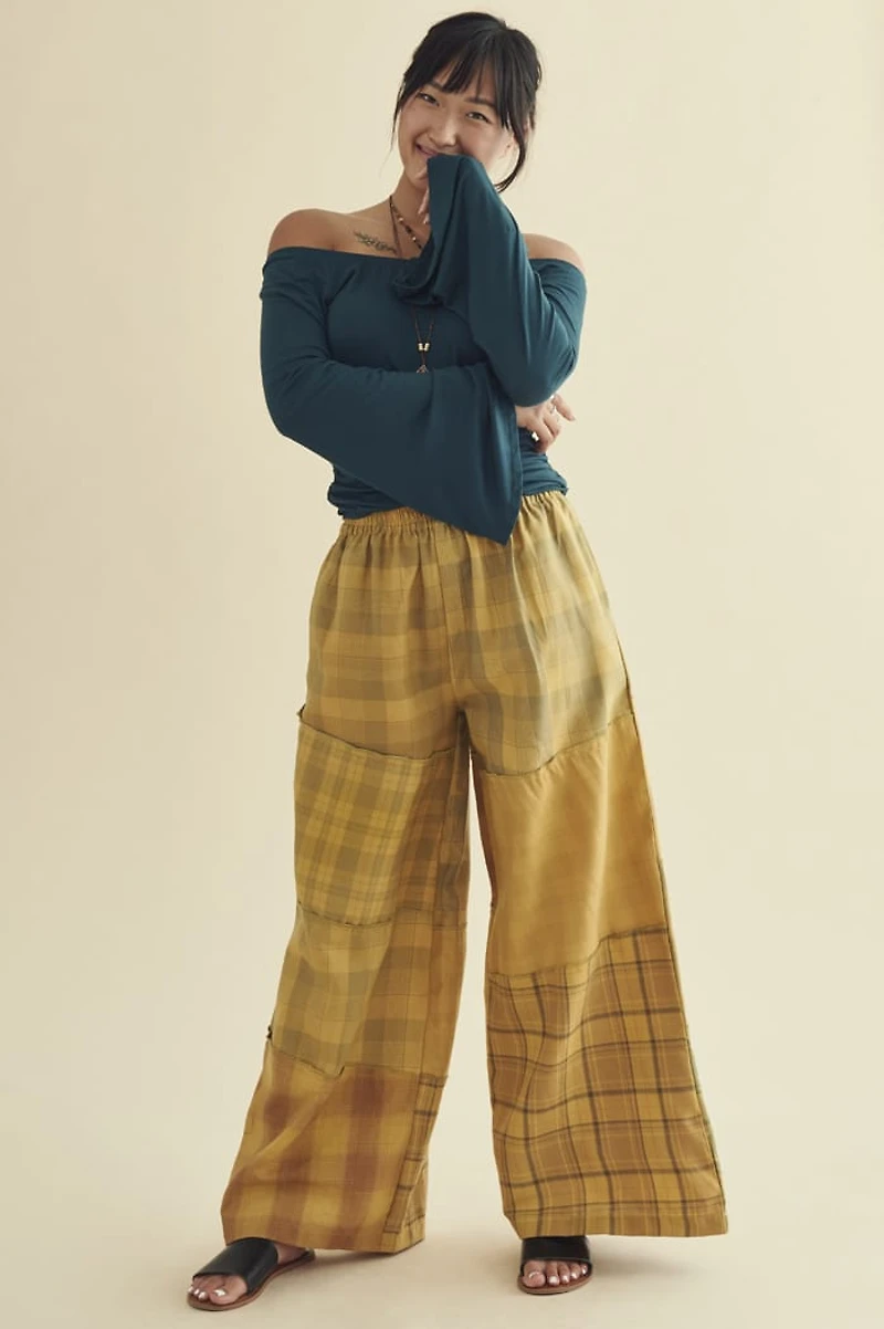 Mustard Patchwork Palazzo Pants