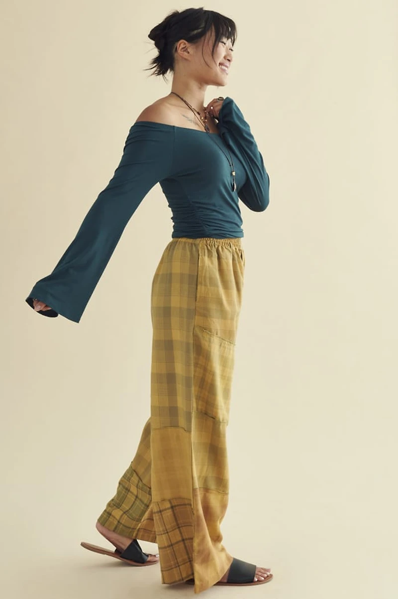 Mustard Patchwork Palazzo Pants
