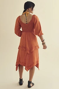 Orange Corset Tie Dress Peasant