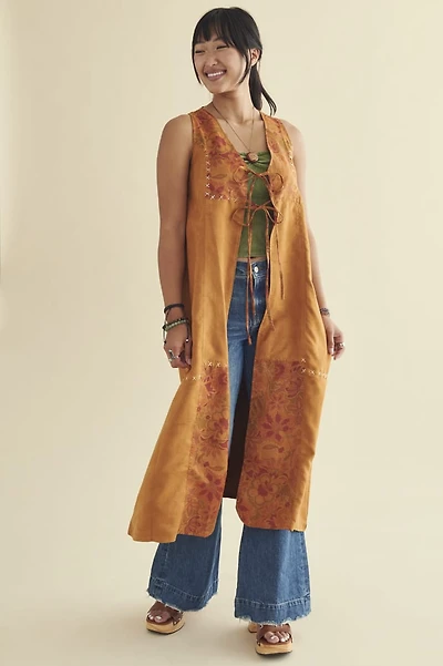 Buy Brown Suede Open Front Duster Vest Online from Earthbound