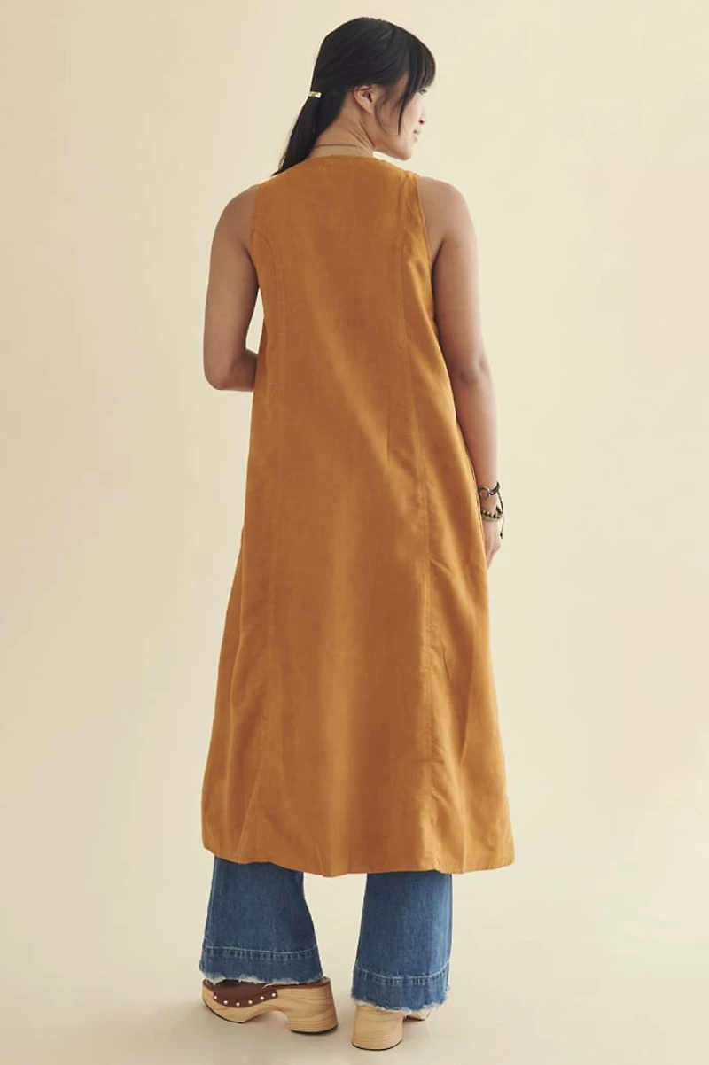 Buy Brown Suede Open Front Duster Vest Online from Earthbound