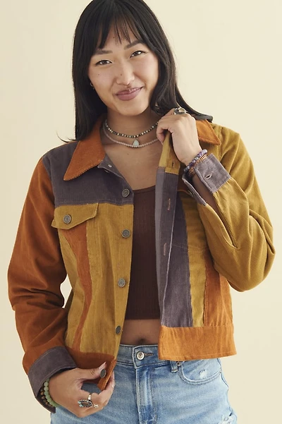 Spice Patchwork Corduroy Trucker Jacket
