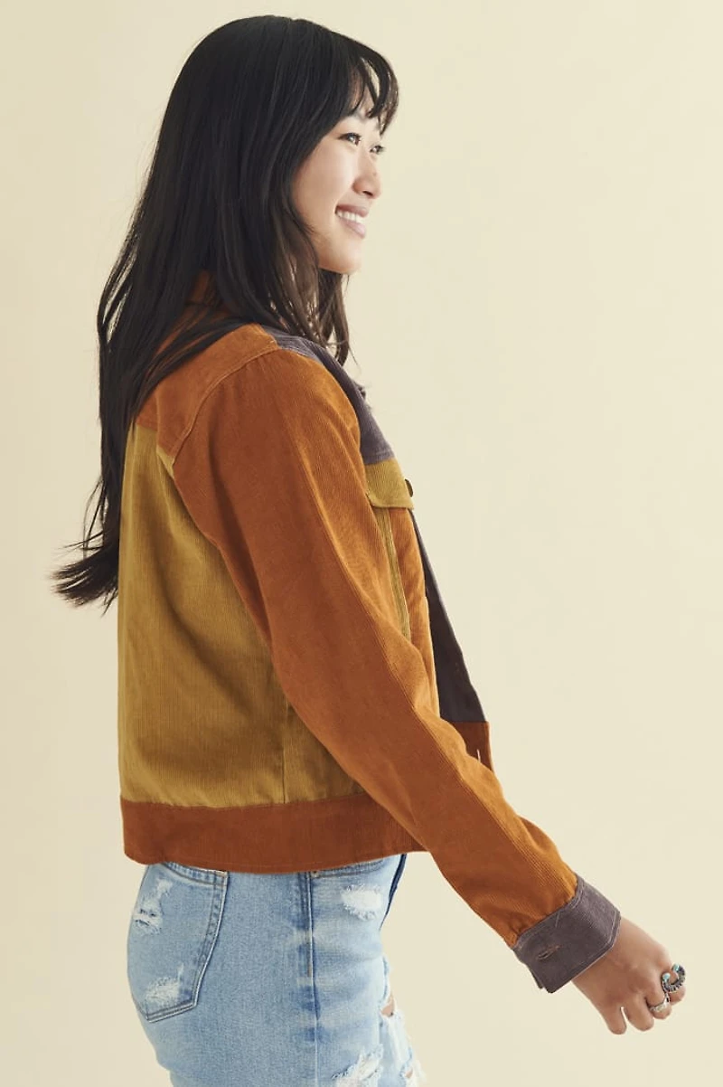 Spice Patchwork Corduroy Trucker Jacket