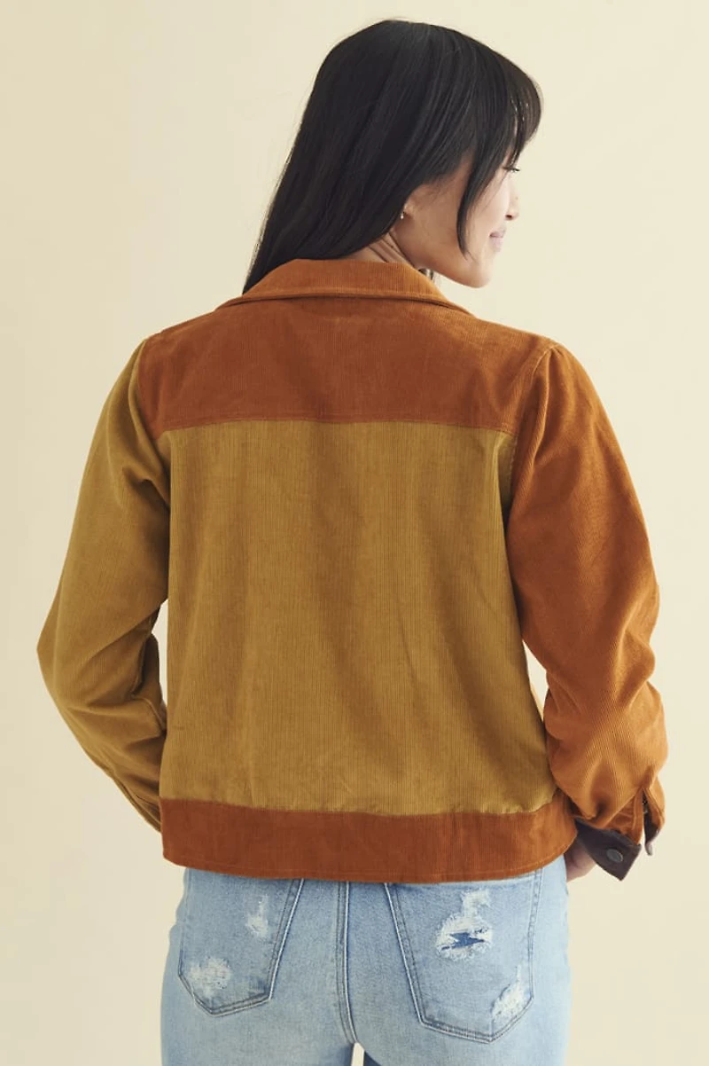 Spice Patchwork Corduroy Trucker Jacket