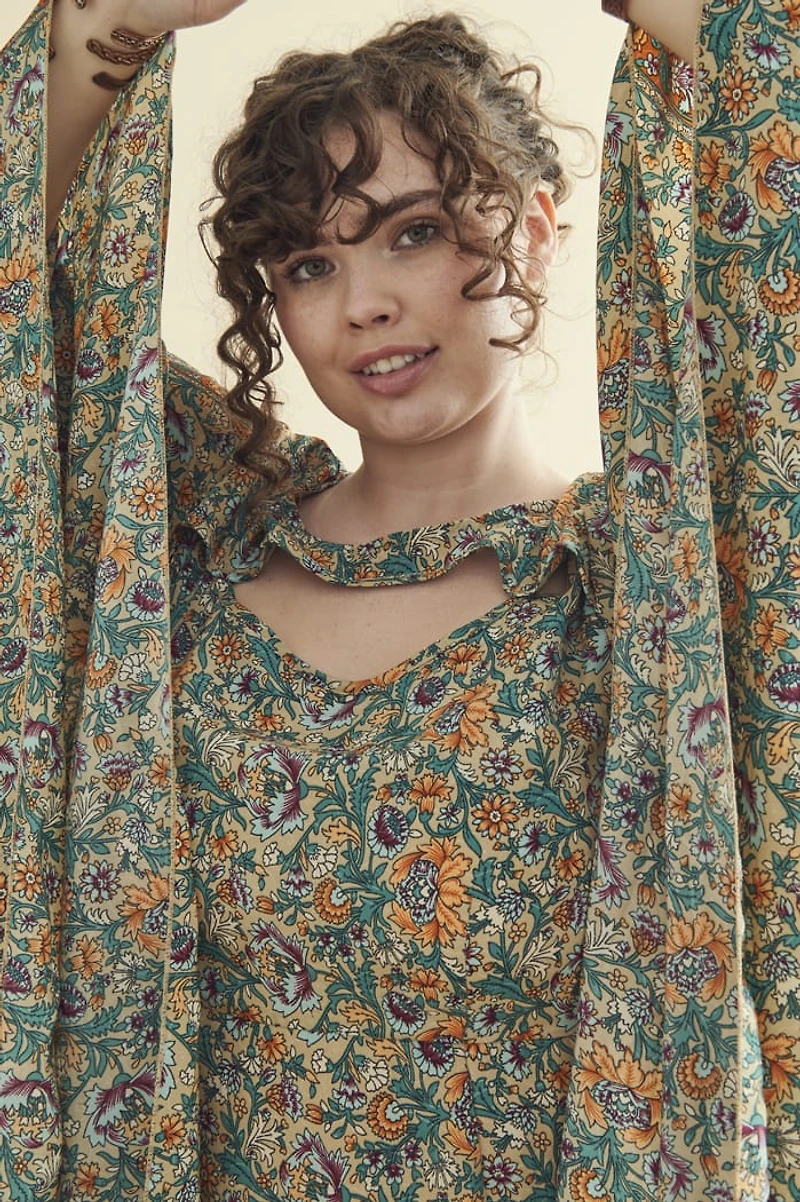 Buy Floral Belle Sleeve Corset Back Maxi Dress Online from Earthbound
