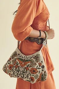 Beige Whimsy Moth Crossbody Bag