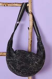 Black Stone Cotton Crescent Bag