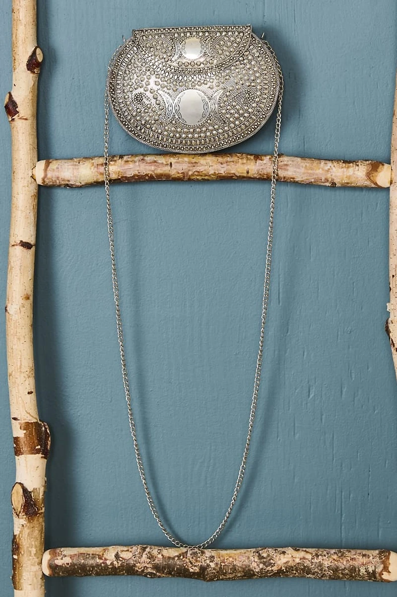 Metal Silver Moon Crossbody Bag