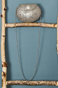 Metal Silver Moon Crossbody Bag