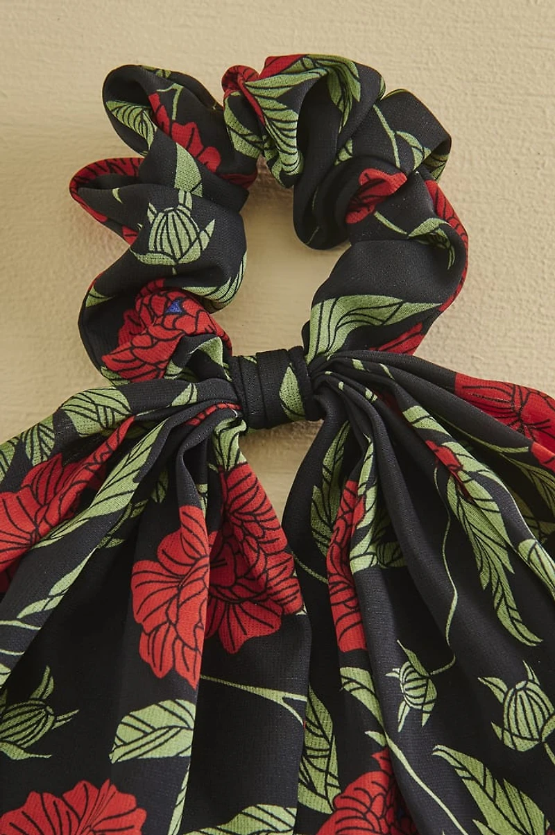 Buy Boho Red Flower Scrunchie Scarf - Hippie Hair Accessories
