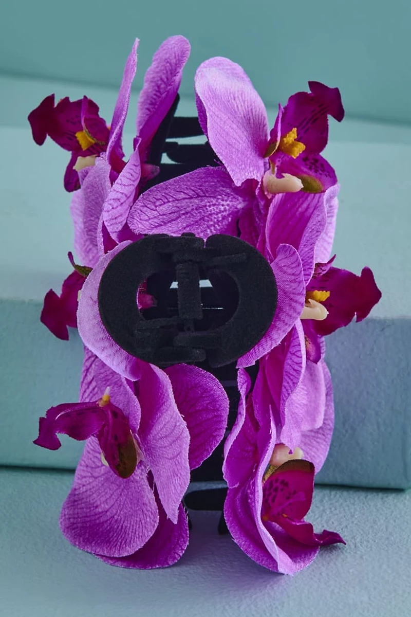 Purple Orchid Fabric Claw Clip